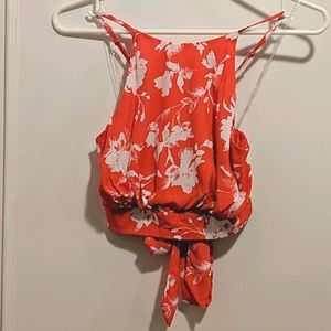 NWT DO+BE Floral Tie Back Halter Crop Top